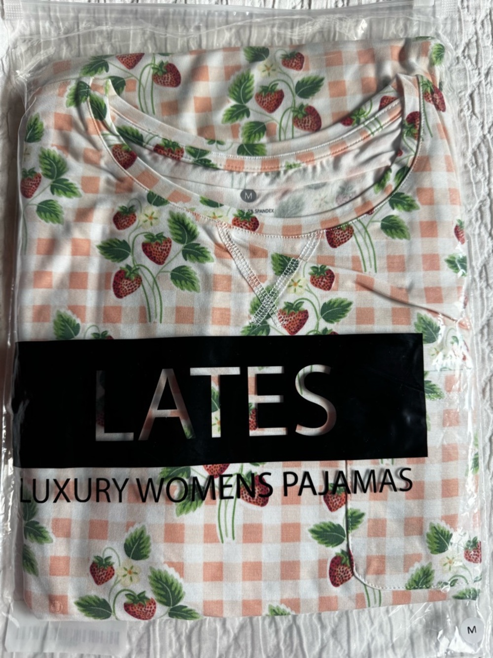 NIB Lates by Kate Jam Short Sleeve Top & Jogger Size Medium in Strawberries